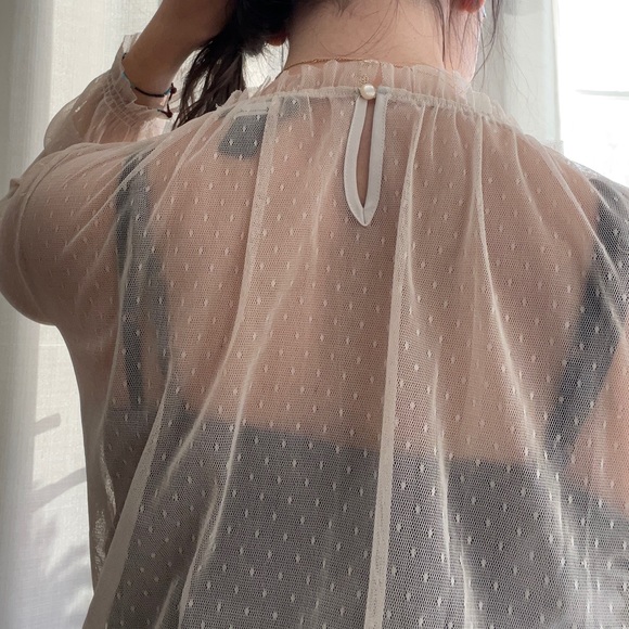 High collar sheer polka dot blouse from mango - Picture 4 of 4